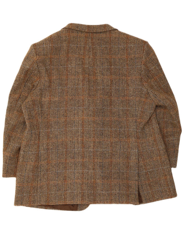 Jachetă pentru bărbați Harris Tweed cu 2 nasturi, UK 42 XL, maro, lână nouă, carouri