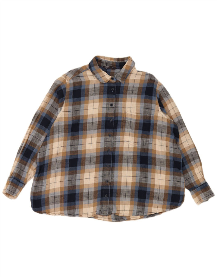 Cămașă de flanel pentru femei Marks & Spencer UK 18 XL, bumbac cu check multicolor
