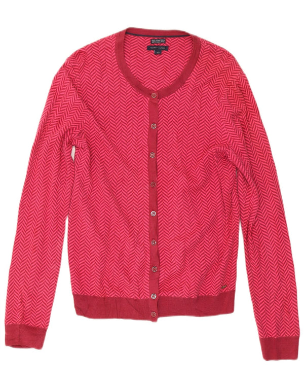 Pulover cardigan Tommy Hilfiger pentru femei UK 14 Medium Pink Herringbone Bumbac