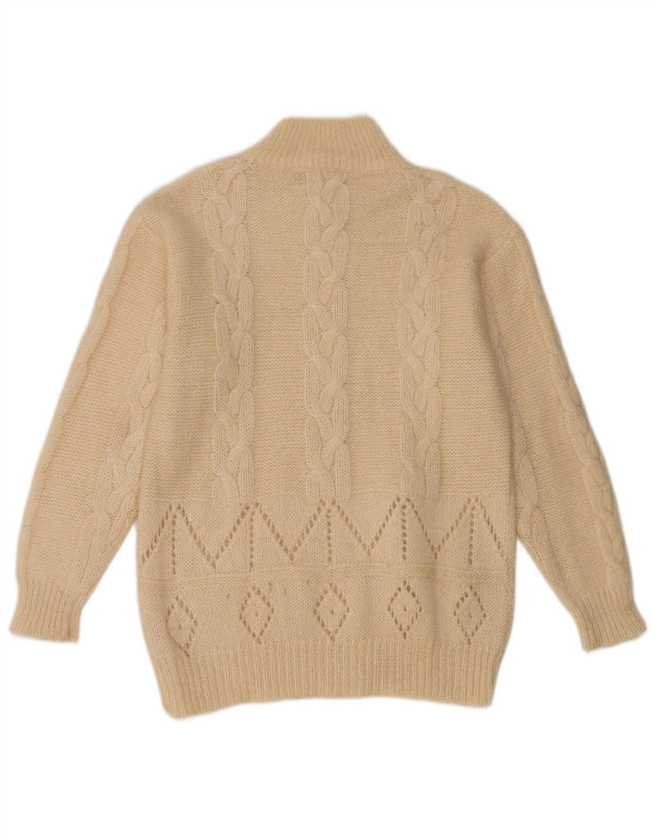 Pulover vintage cu gât țestoasă pentru femei UK 14 Medium White