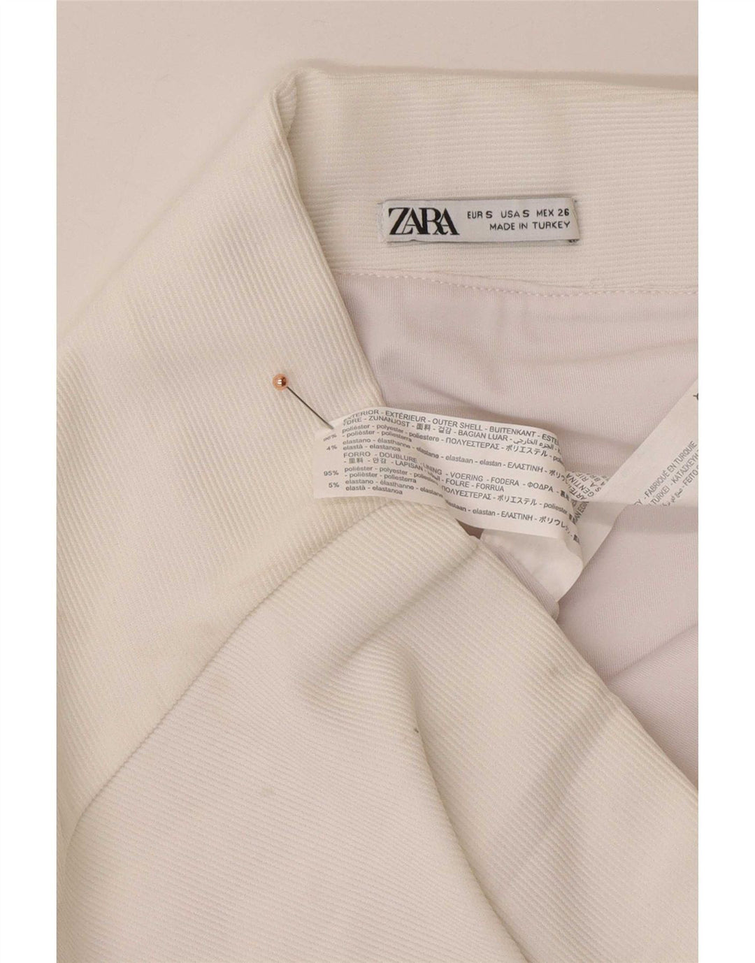 Fusta Mini Zara Femei Mic W26 Poliester Alb