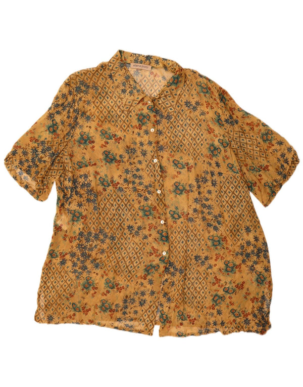 Bluză cămașă cu mânecă scurtă pentru femei ELENA MIRO UK 20 2XL Galben Floral