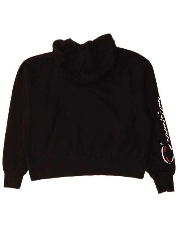 Champion Womens Graphic Hoodie Jumper UK 18 XL Black Cotton