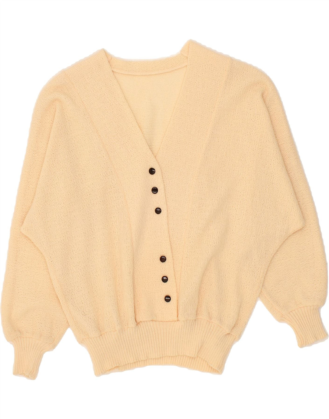 VINTAGE Womens See Through V-Neck Jumper Sweater UK 12 Medium Beige Vintage Vintage and Second-Hand Vintage from Messina Hembry 