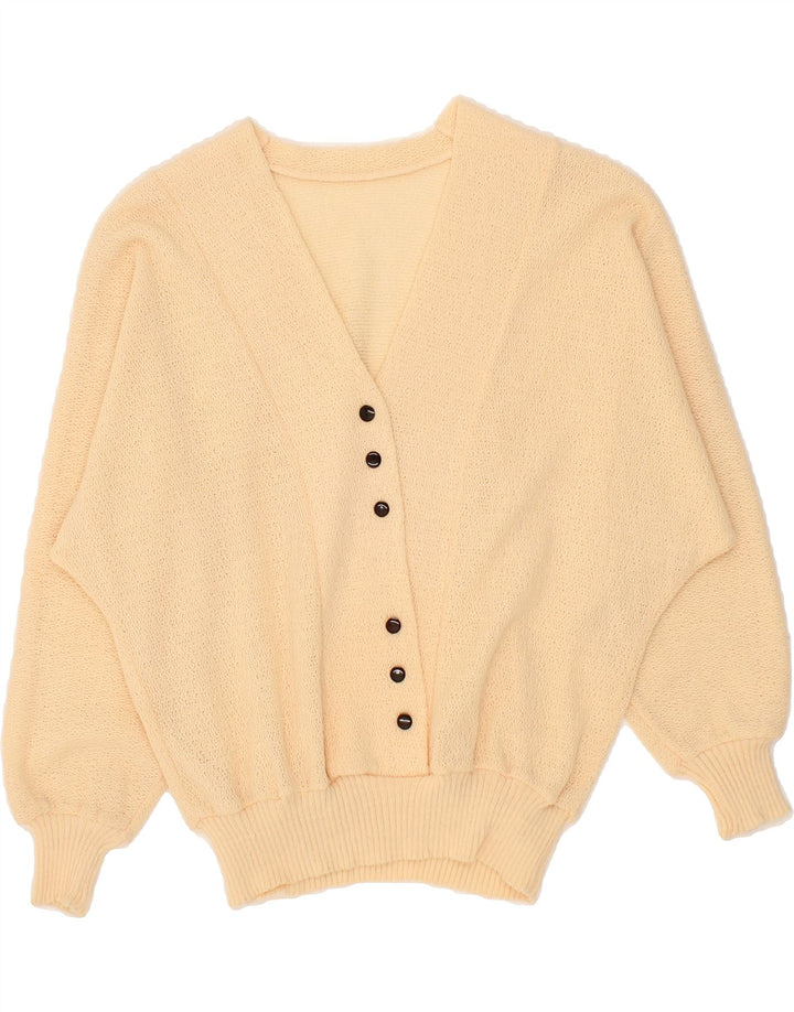 VINTAGE Womens See Through V-Neck Jumper Sweater UK 12 Medium Beige Vintage Vintage and Second-Hand Vintage from Messina Hembry 