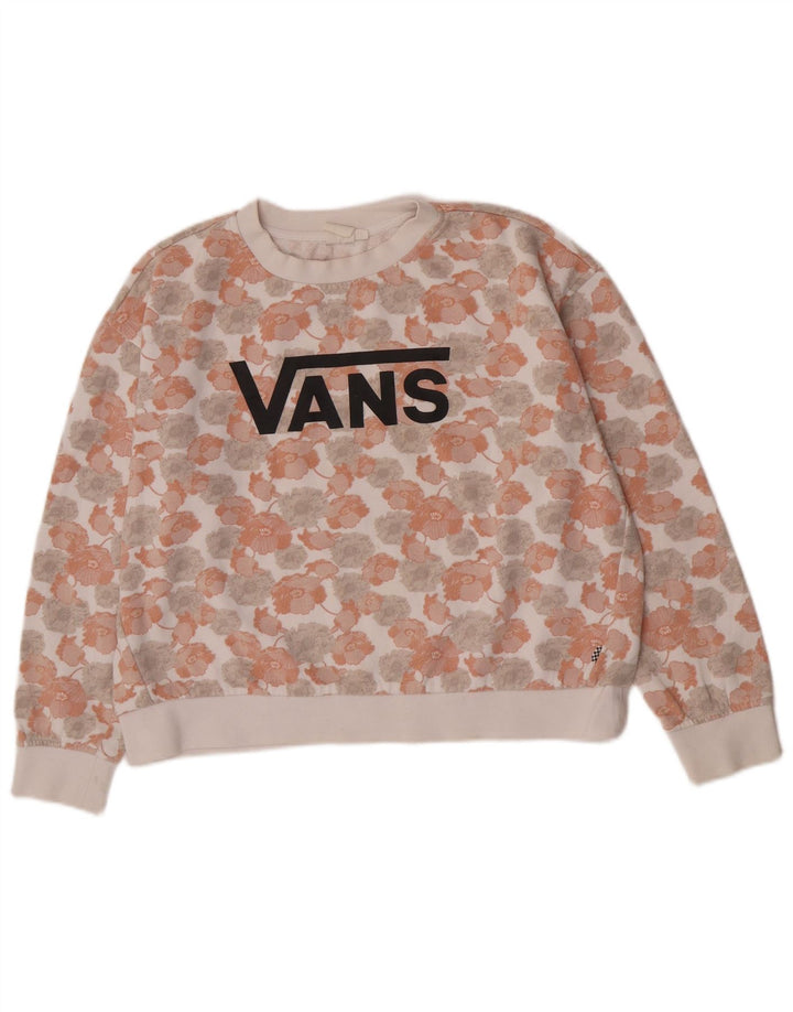 Pulover supradimensionat cu grafic Vans pentru femei UK 14 Medium White Floral