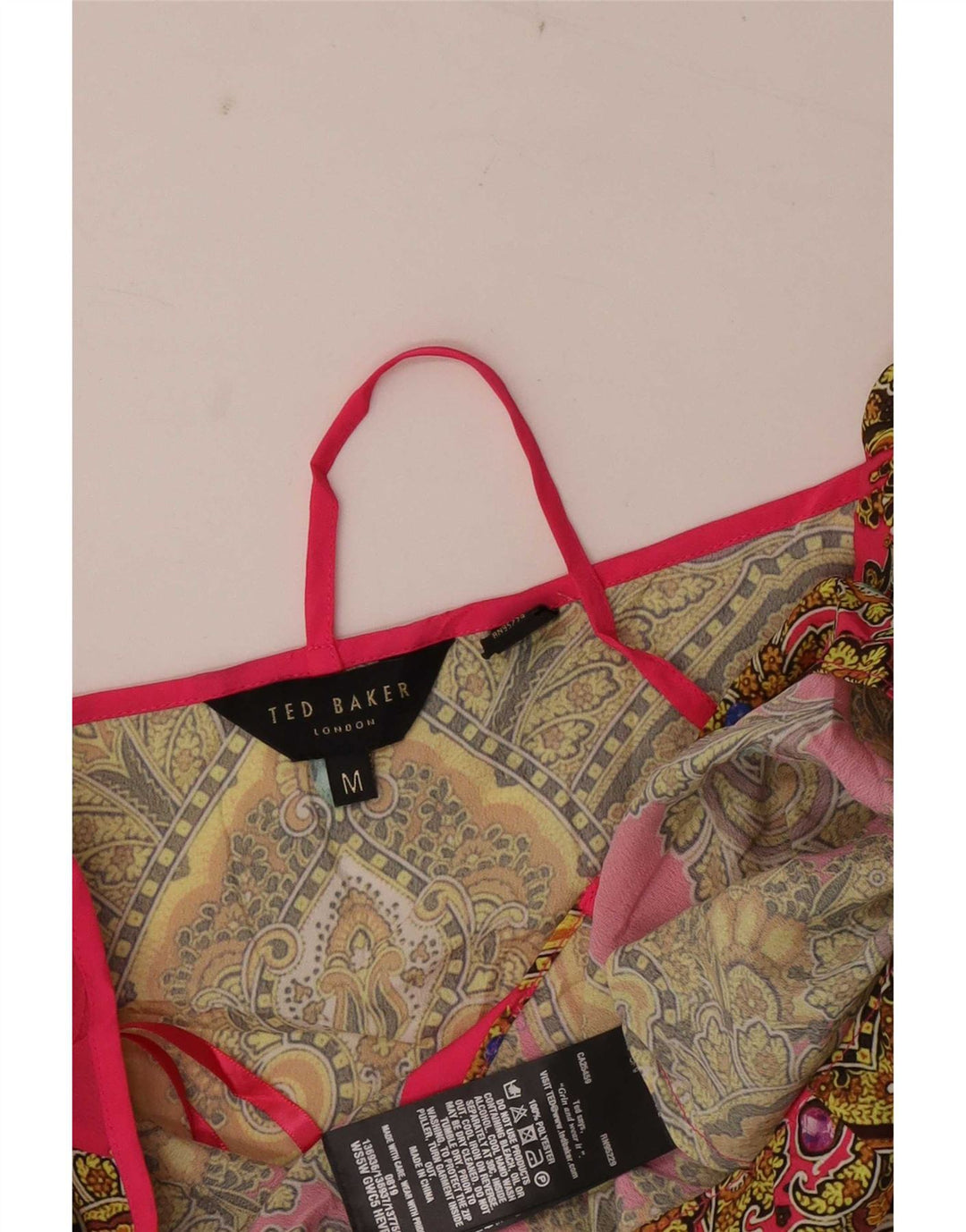 Top Halter pentru femei Ted Baker UK 12 Medium Pink Paisley Poliester