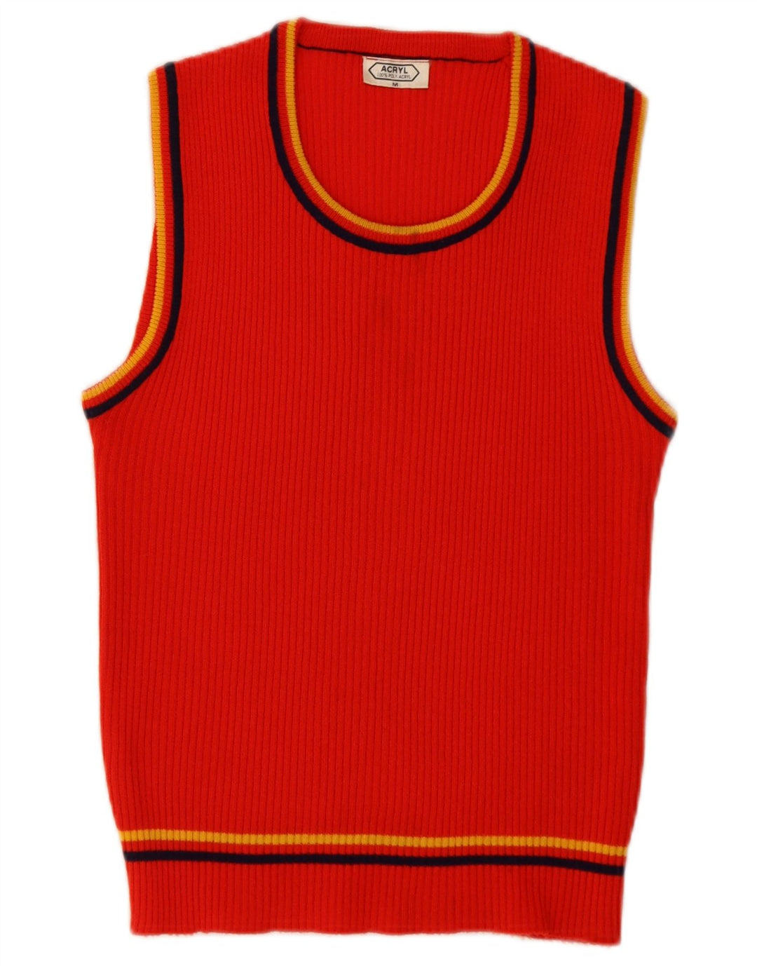 Vintage Womens Vest Tank Top UK 12 Medium Red Poliacrilic