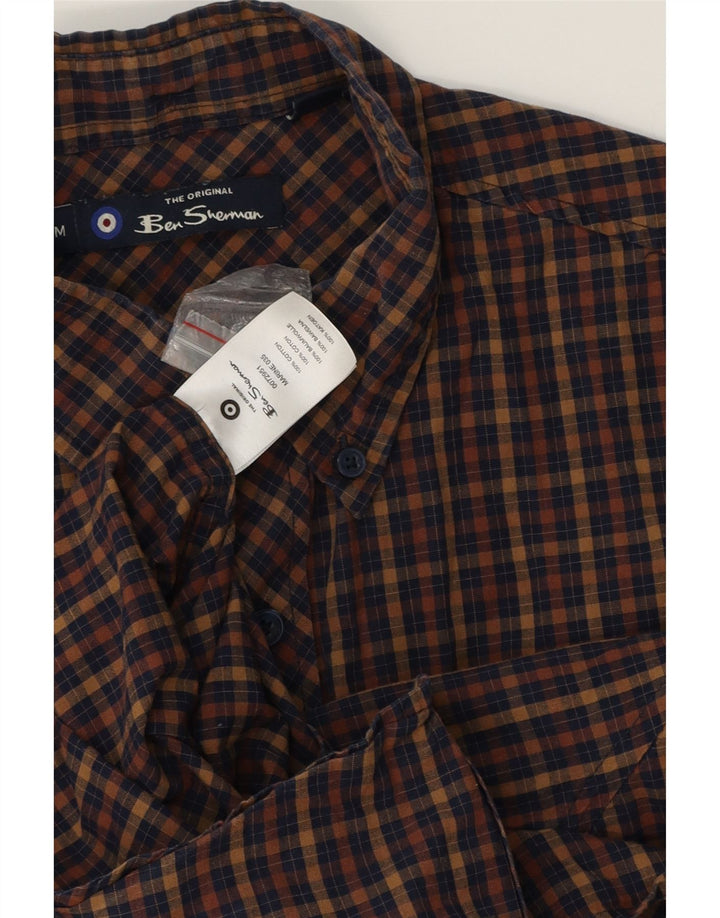 Cămașă BEN SHERMAN pentru bărbați, bumbac cu carouri maro mediu
