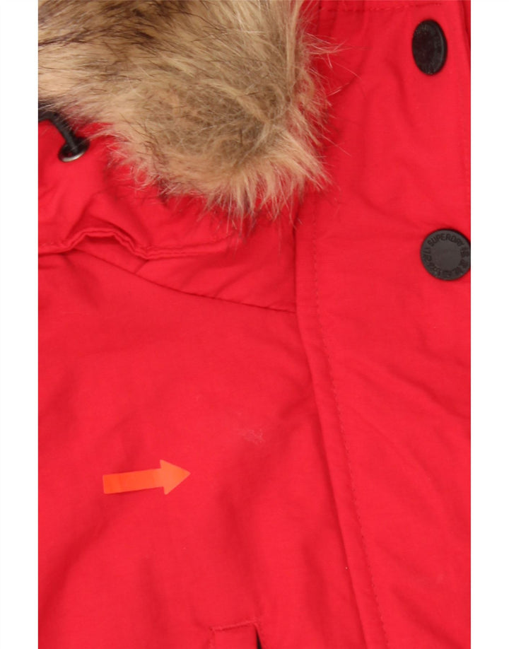 Jachetă parka supradimensionată cu glugă Superdry pentru femei UK 10 Small Red Nylon