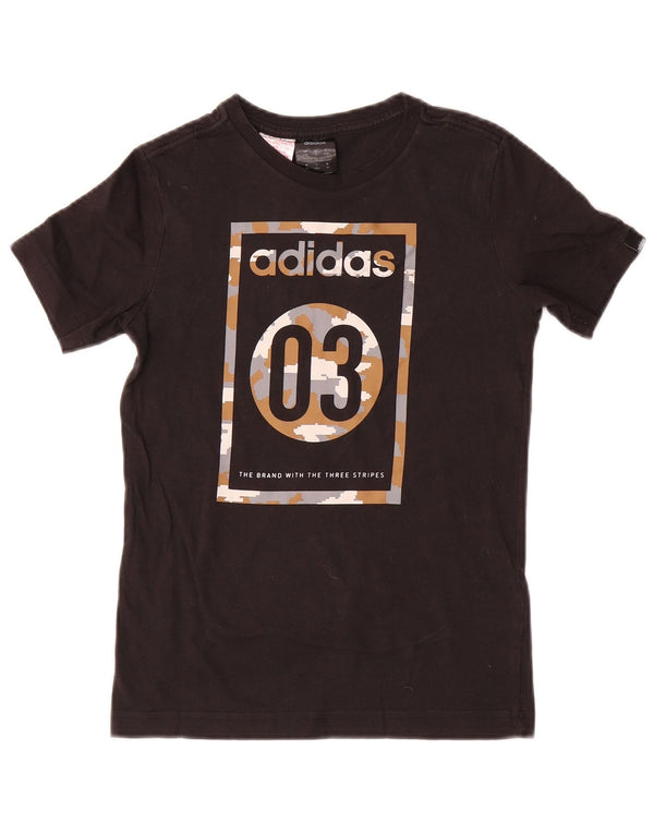Tricou grafic Adidas pentru băieți Top 9-10 ani bumbac negru