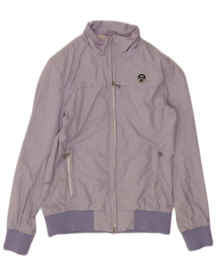 NORTH SAILS Womens Bomber Jacket UK 10 Small Purple Gingham Polyester