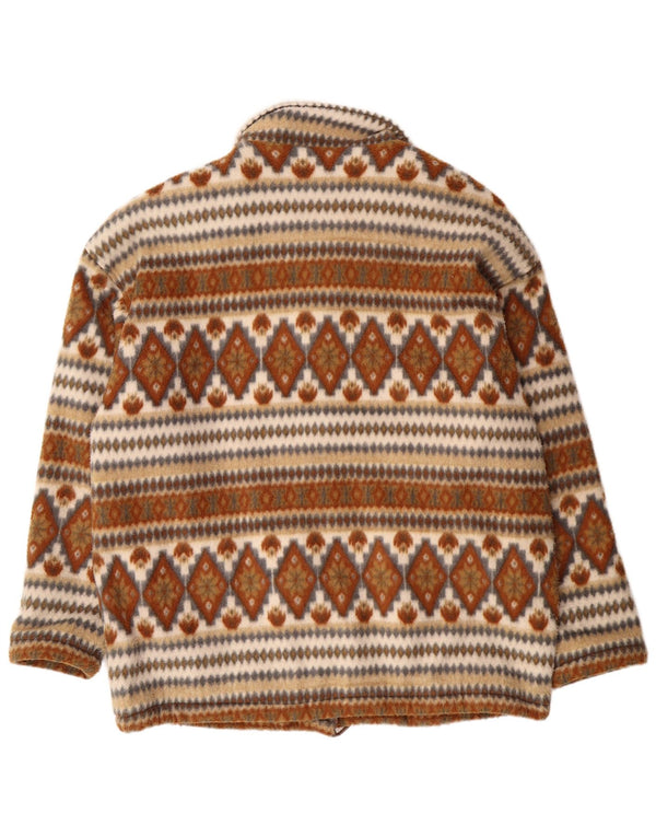 VINTAGE Bomber supradimensionat pentru femei UK 14 Medium Brown Fair Isle