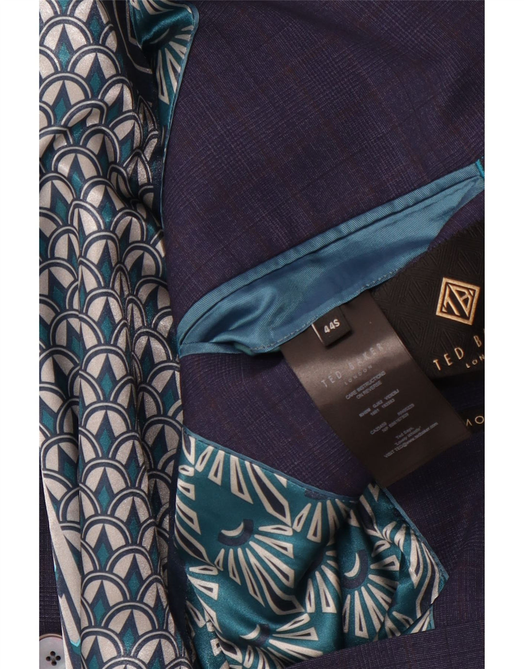 Jachetă pentru bărbați TED BAKER, cu 2 nasturi, UK 44 2XL Lână cu carouri bleumarin