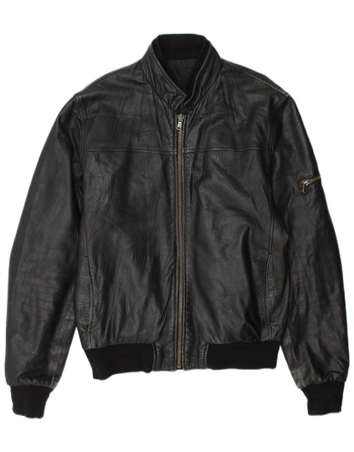 Jachetă de piele vintage pentru bărbați UK 44 2XL din piele neagră