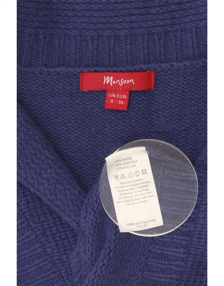 Pulover cardigan pentru femei Monsoon UK 8 Lână albastră mică