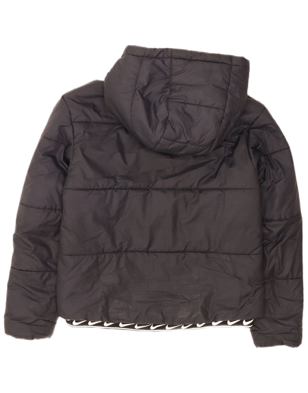 Jachetă căptușită cu glugă grafică Nike pentru femei UK 10 Poliester negru mic