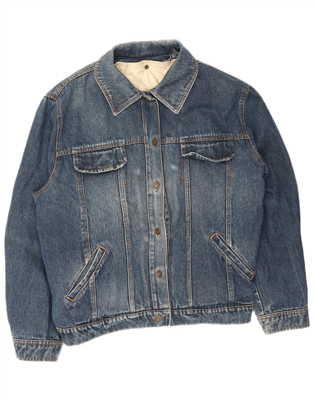 Jachetă de blugi supradimensionată pentru femei Vintage UK 10 Small Blue