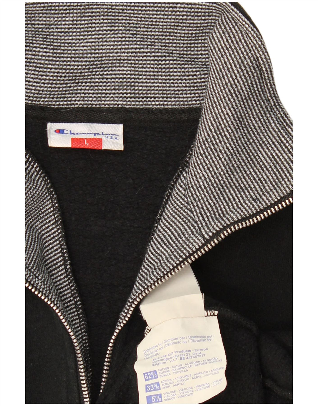 Pulover pentru bărbați CHAMPION, cu fermoar, cu gât, bumbac mare, negru