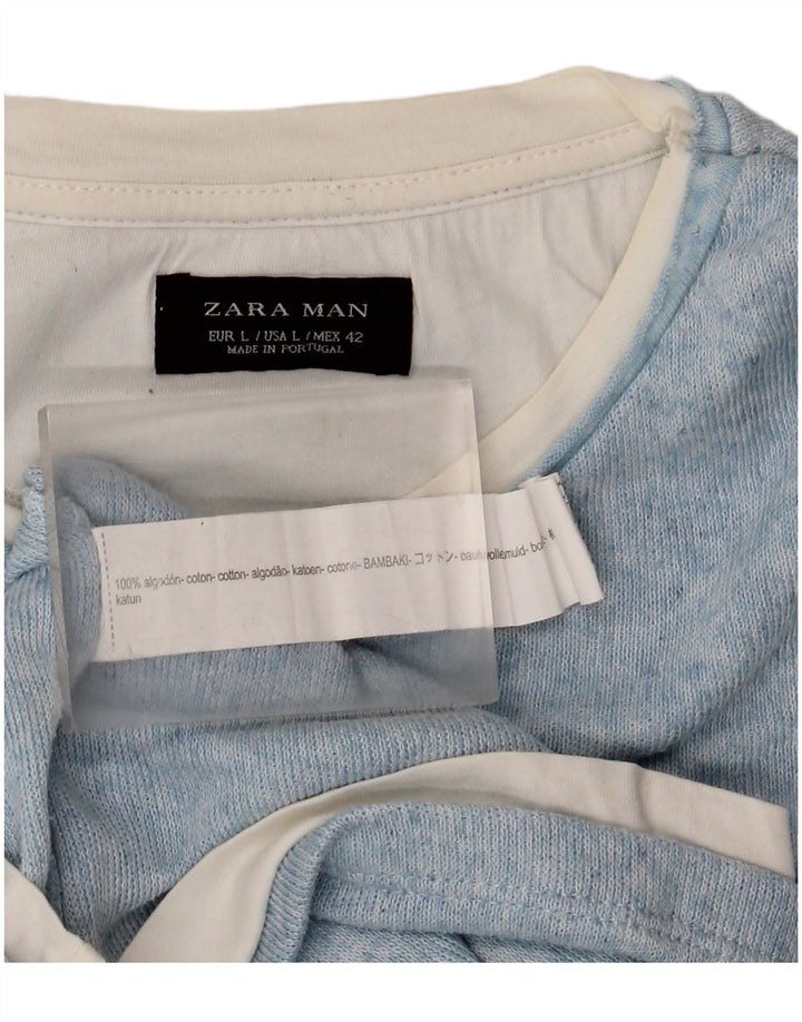 Tricou pentru bărbați Zara Top Mare Bumbac Albastru