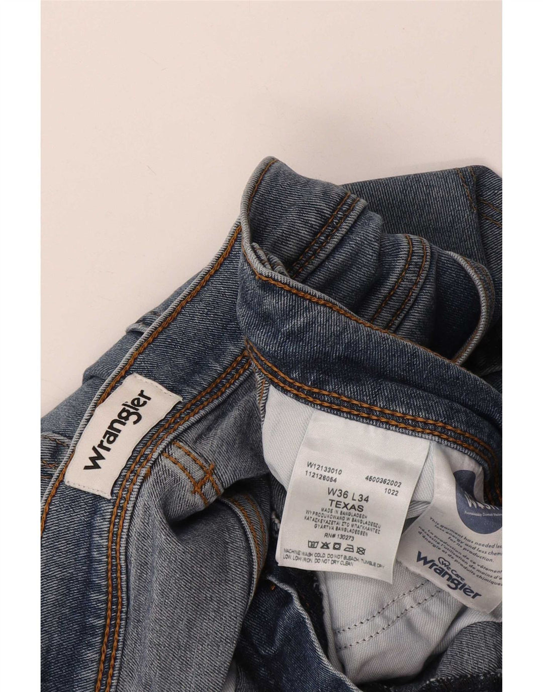Blugi drepte pentru bărbați Wrangler Texas W36 L34 Bumbac albastru