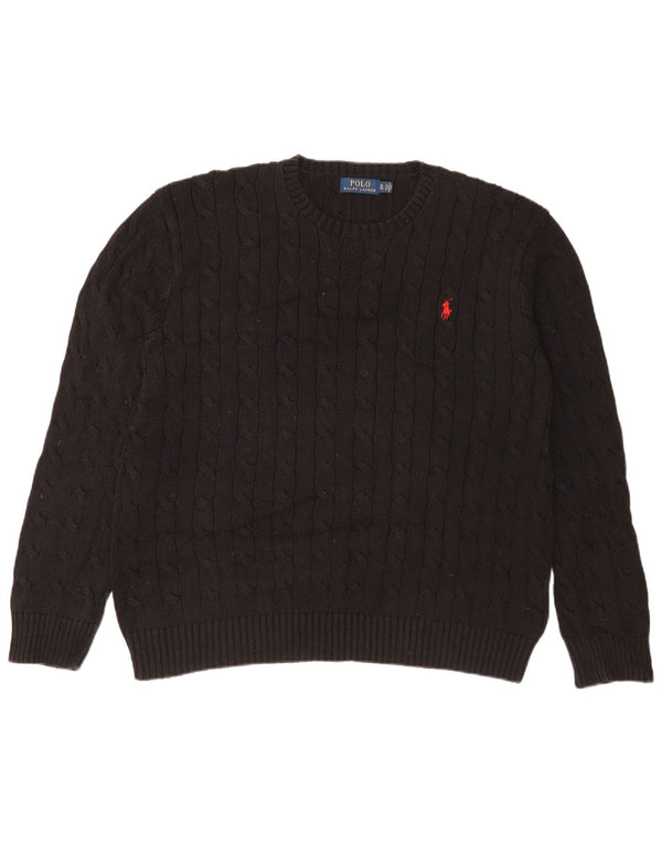 Pulover Polo Ralph Lauren pentru bărbați, cu croială normală, cu gât crew, XL, bumbac negru
