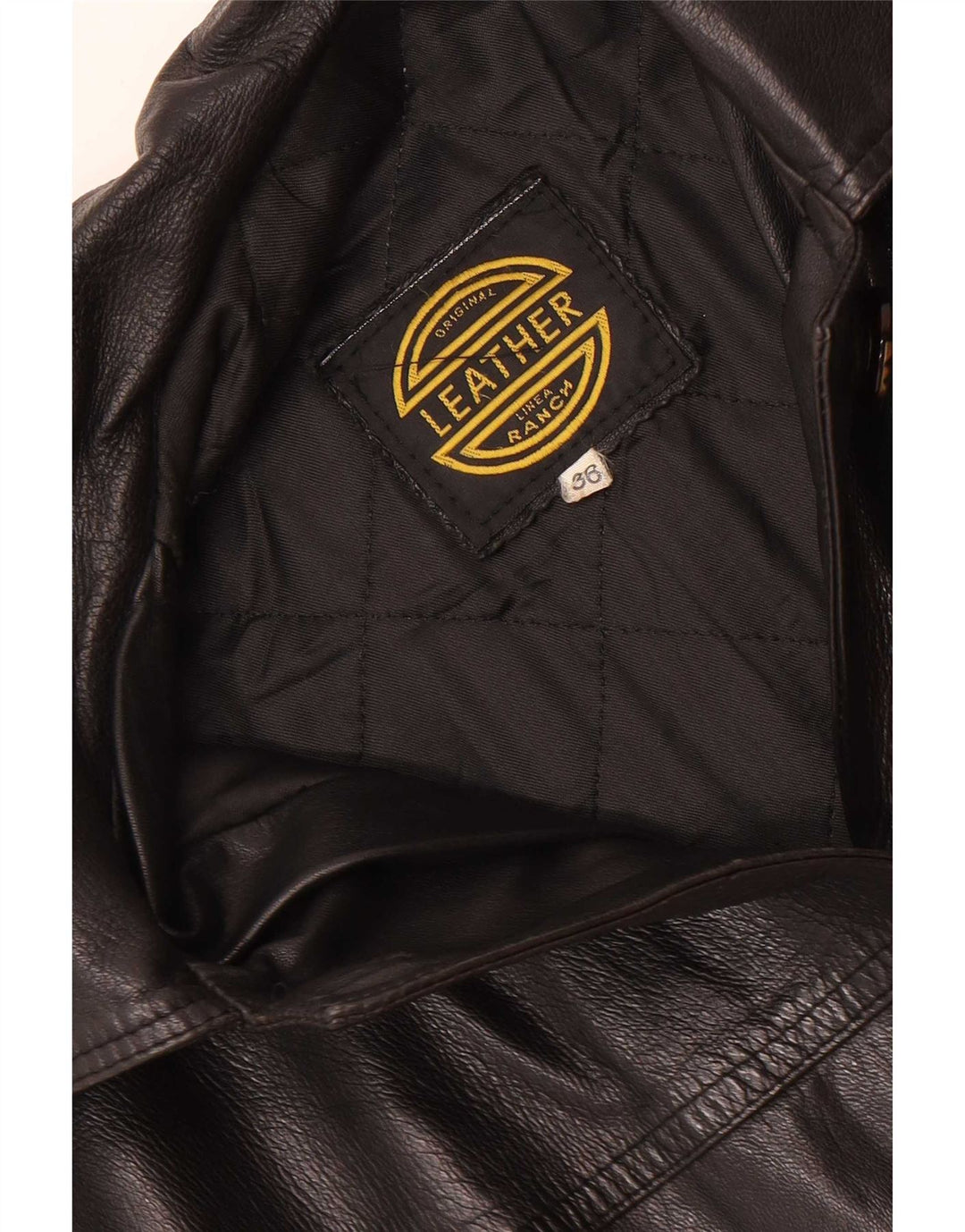 Palton din piele vintage pentru femei, cu croiala relaxată, EU 36, mic, negru