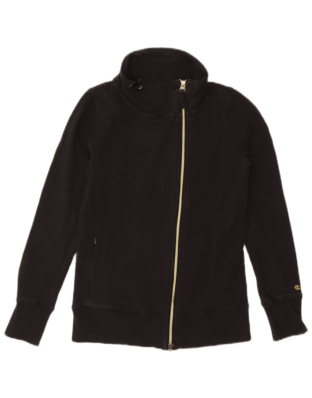 CHAMPION Womens Tracksuit Top Jacket UK 12 Medium Black Cotton