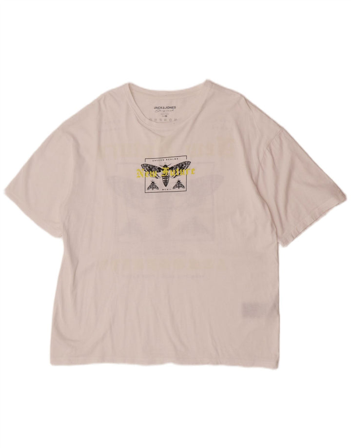 Tricou cu grafic Jack & Jones pentru bărbați Top mediu din bumbac alb