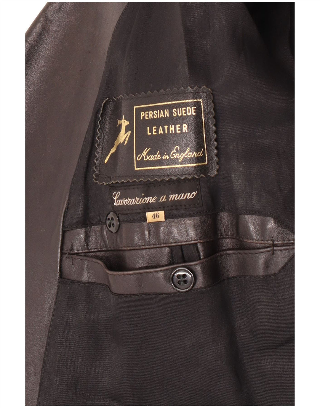 Palton din piele vintage pentru bărbați IT 46 Mic Negru Clasic din piele