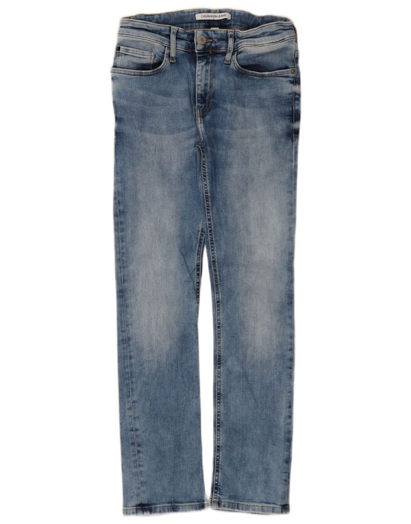 Blugi slim pentru fete Calvin Klein 11-12 ani W25 L26 albastru bumbac