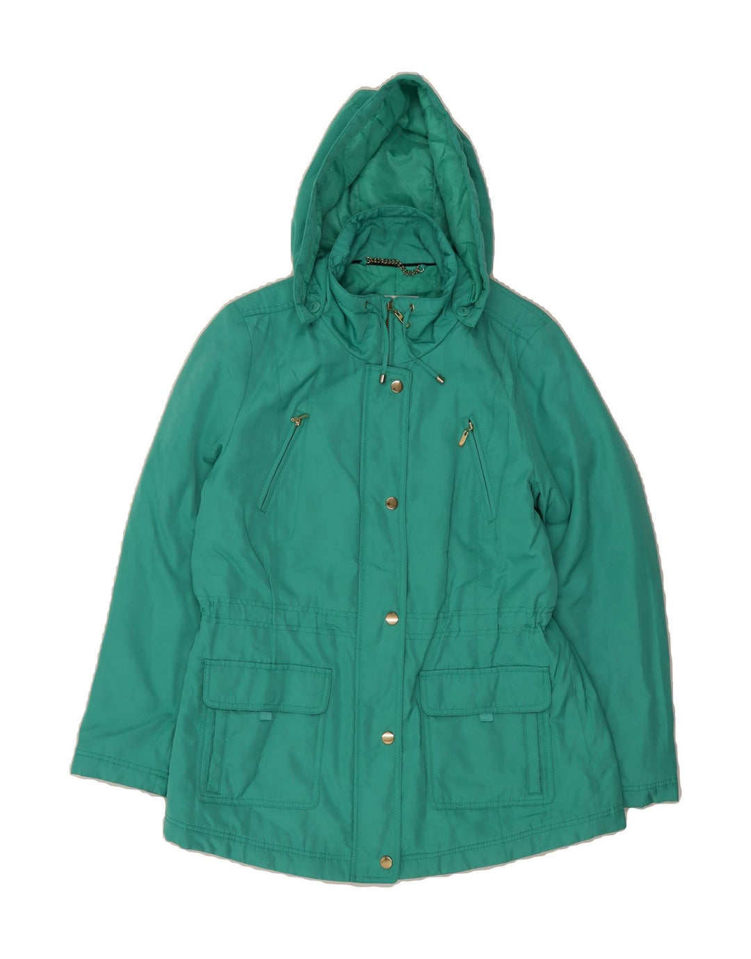 MARKS & SPENCER Womens Hooded Windbreaker Jacket UK 12 Medium  Green Vintage Marks & Spencer and Second-Hand Marks & Spencer from Messina Hembry 