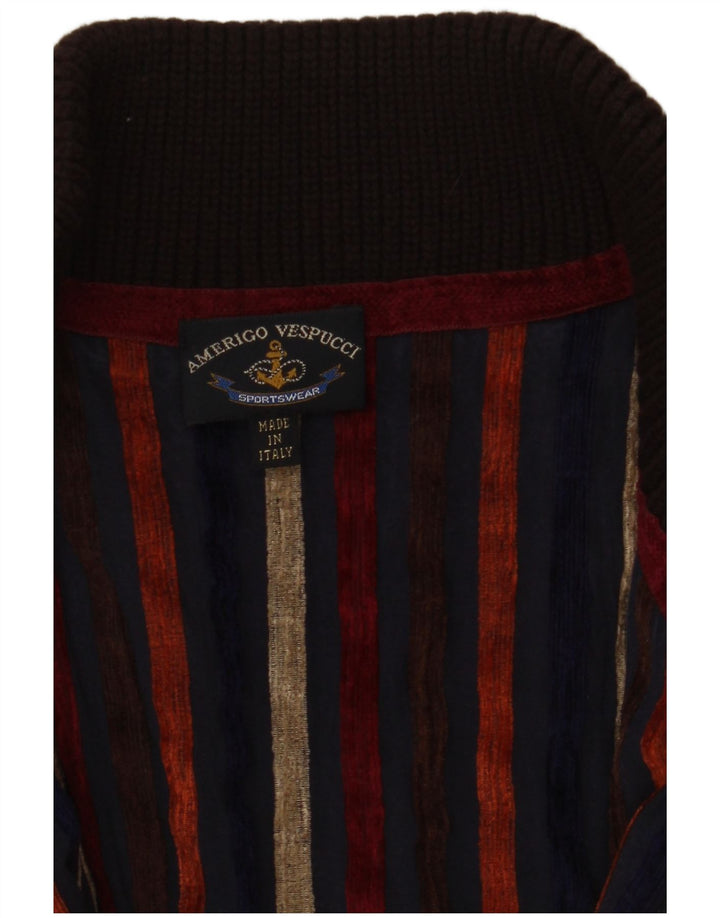 Pulover cardigan cu fermoar complet pentru bărbați Amerigo Vespucci, maro mediu