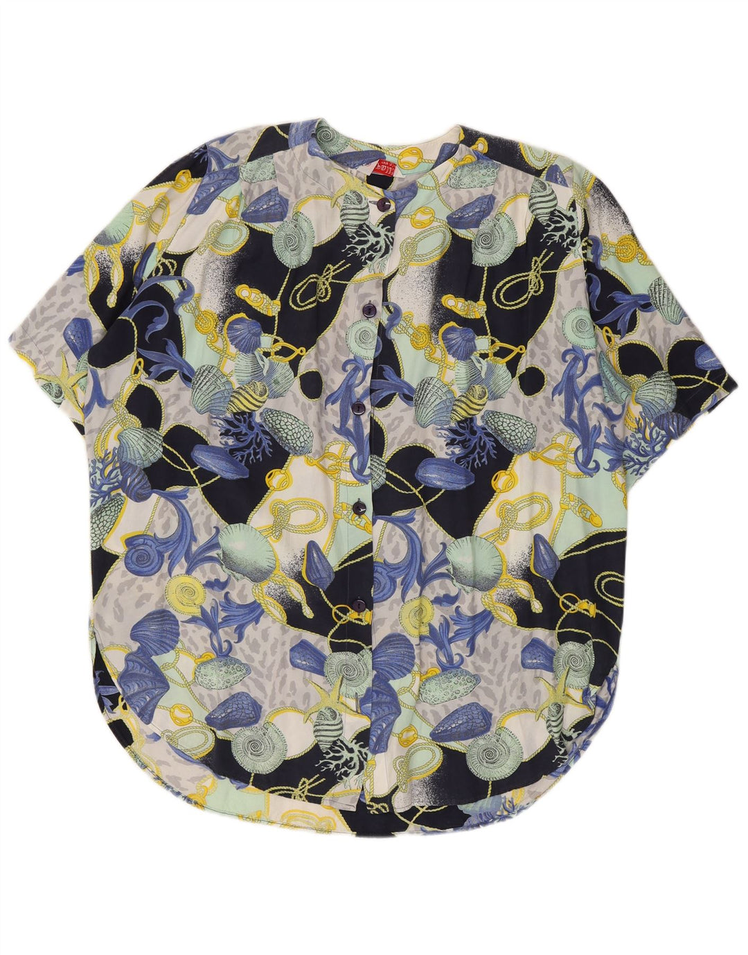 Bluză de cămașă cu model abstract pentru femei vintage UK 16 mare, multicoloră