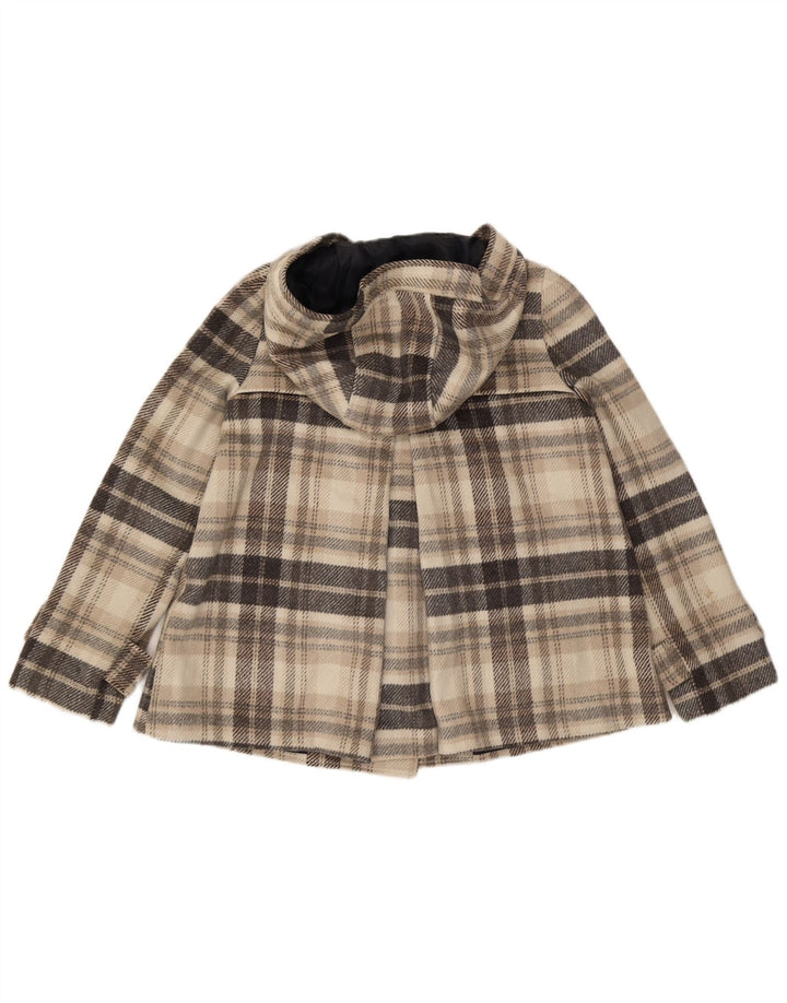 Palton cu glugă pentru femei Zara UK 14, poliester cu carouri, gri mediu