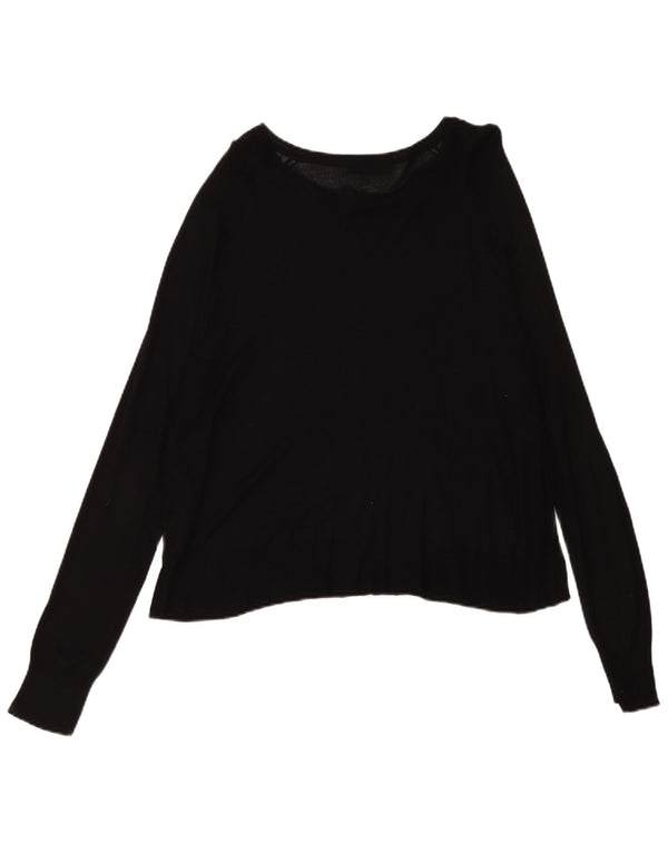 Zara Womens Oversized Boat Neck Jumper Sweater UK 10 Small Black Viscose