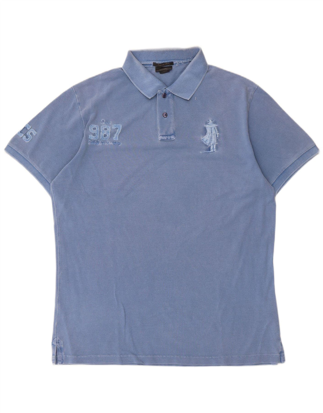 Tricou polo cu grafică Marlboro Classics pentru bărbați, bumbac albastru mare
