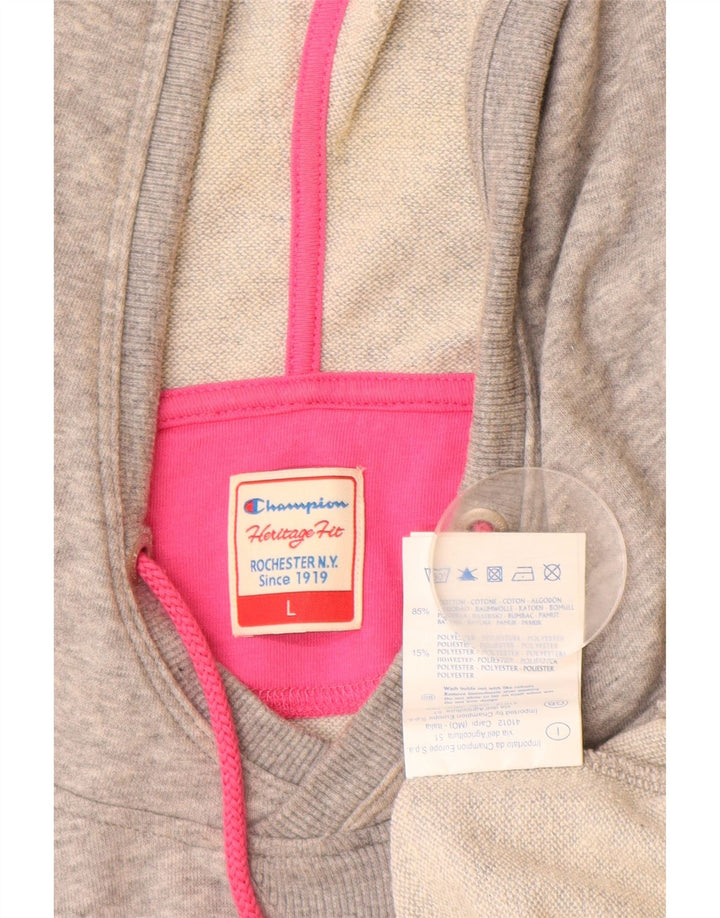 Pulover pentru damă CHAMPION Heritage Fit Graphic Hoodie UK 16 Mare bumbac gri