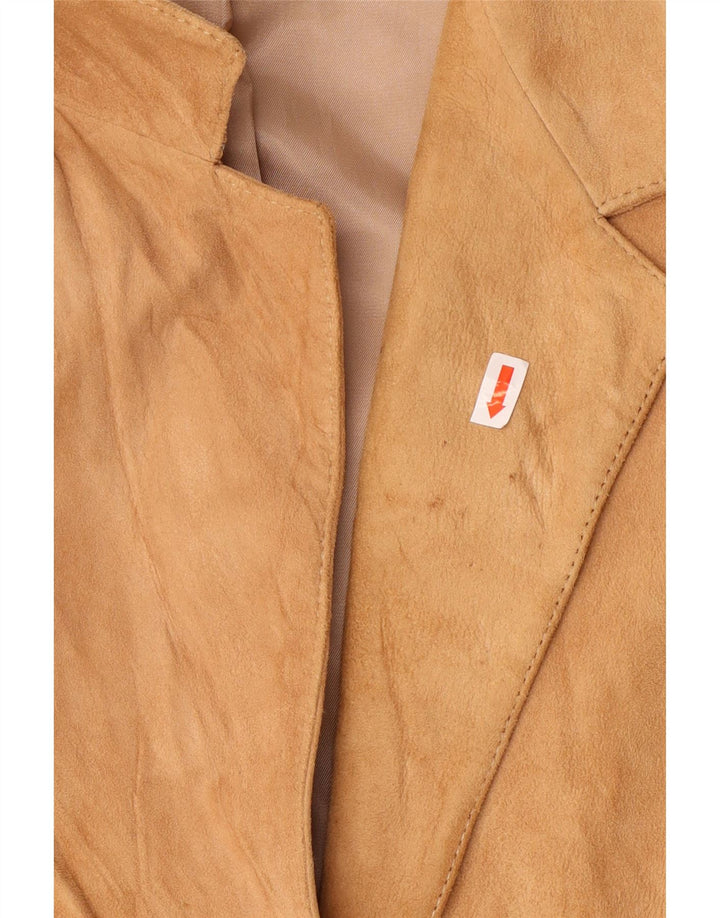 VINTAGE Womens 3 Button 3/4 Sleeve Blazer Jacket UK 12 Medium Beige