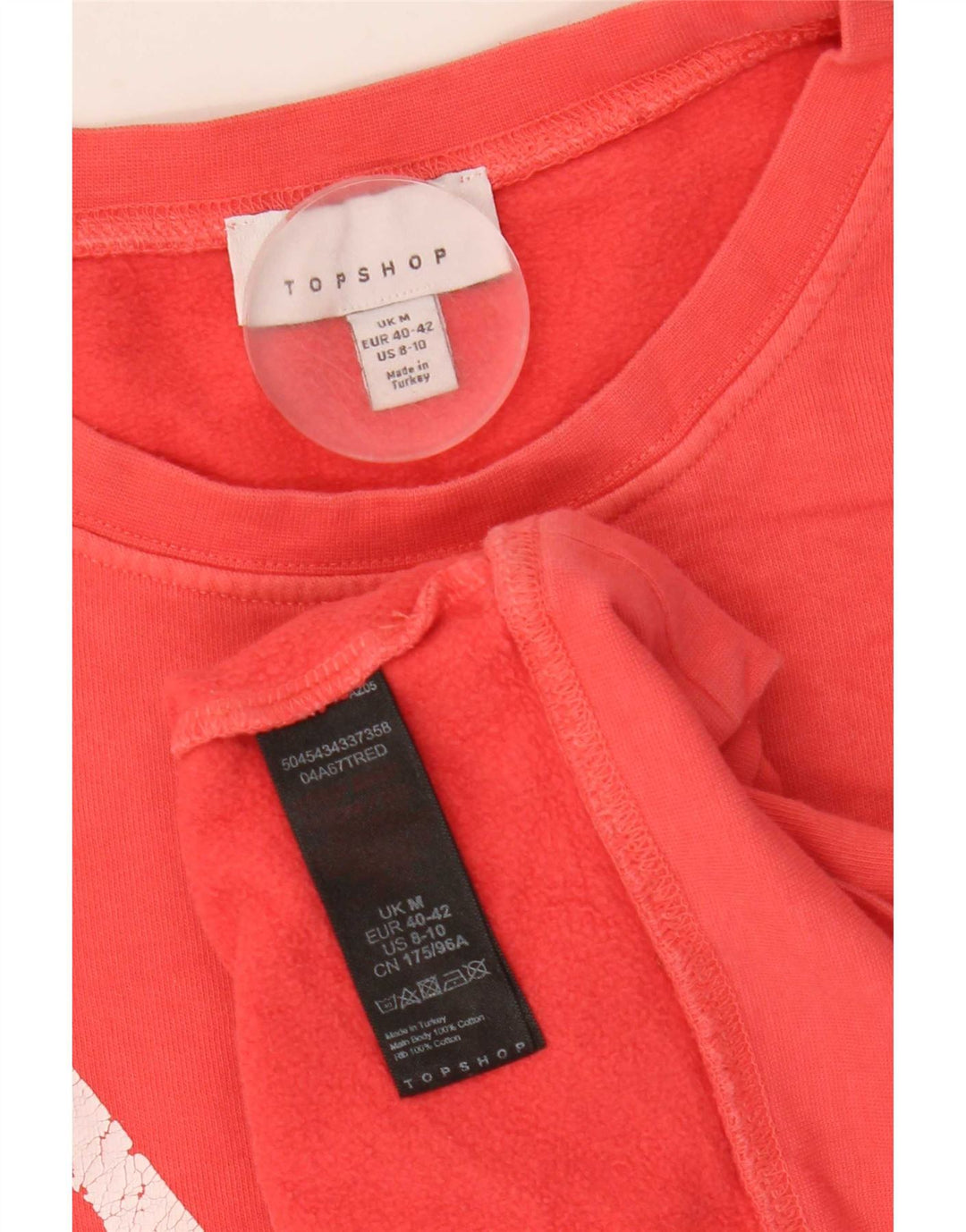 Pulover supradimensionat cu grafic Topshop pentru femei UK 14 Bumbac roz mediu