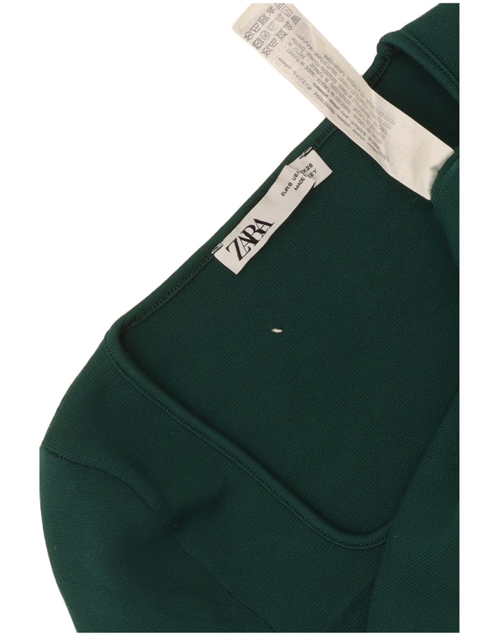 Top Crop pentru Damă Zara cu mânecă lungă UK 8 Poliester verde mic