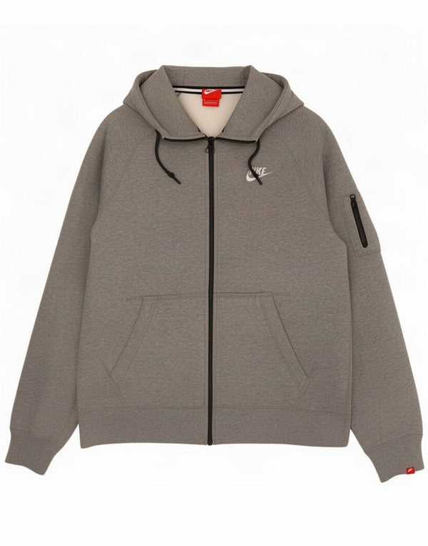 Nike Mens Zip Hoodie Sweater Medium Grey Cotton
