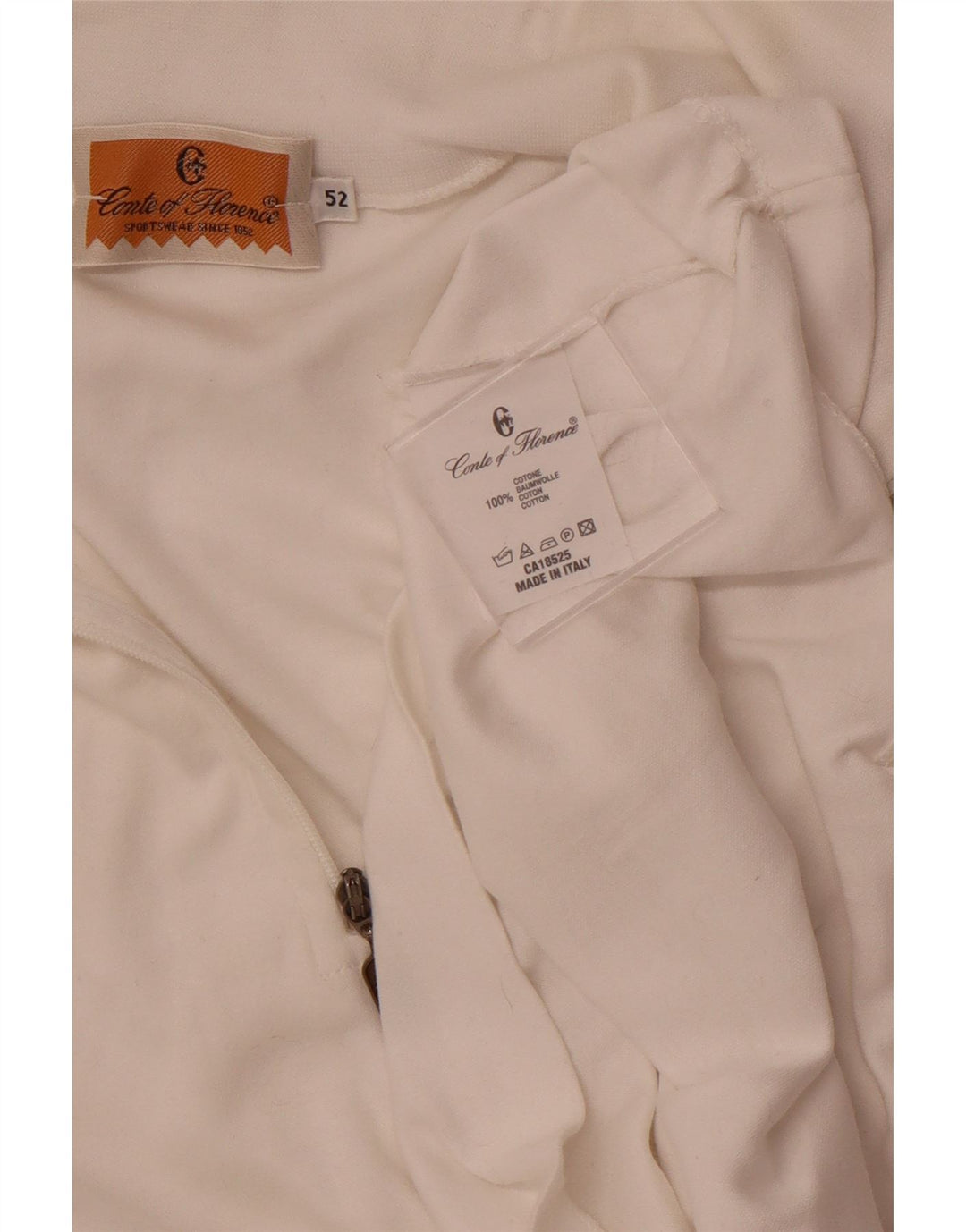 CONTE OF FLORENCE Top de trening pentru femei, cu fermoar și gât, cu pulover IT 52 2XL Alb