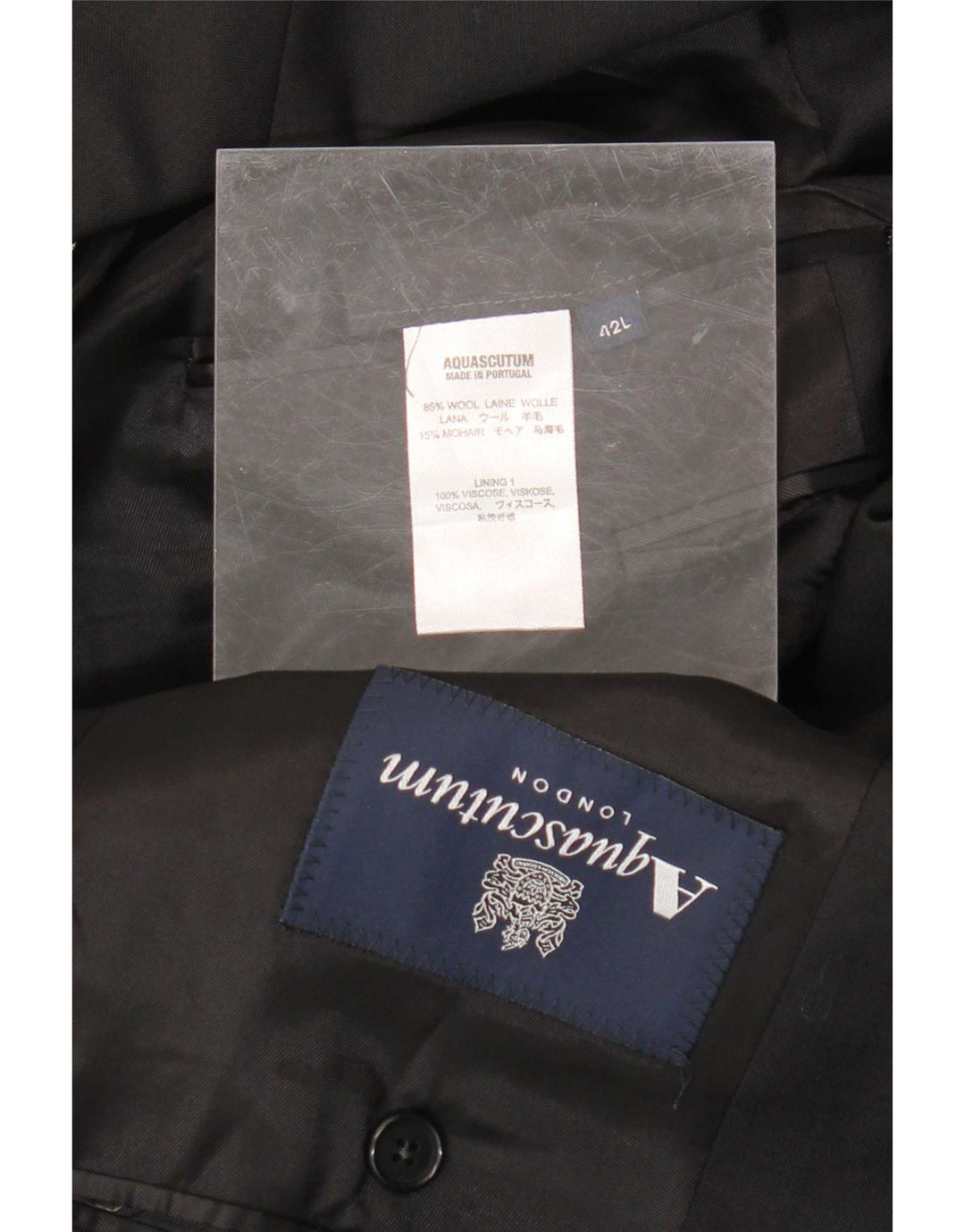 Jachetă pentru bărbați cu 2 nasturi Aquascutum UK 42 XL Lână neagră