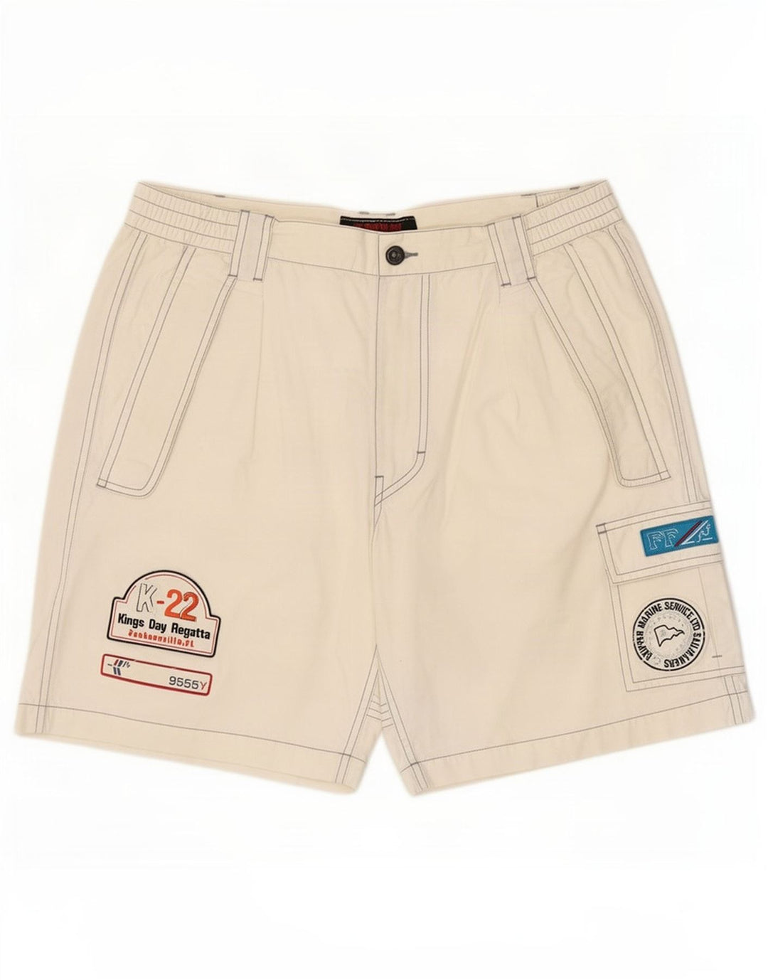 Murphy & Nye Pantaloni scurți grafic cargo pentru bărbați, mari W36, bumbac alb