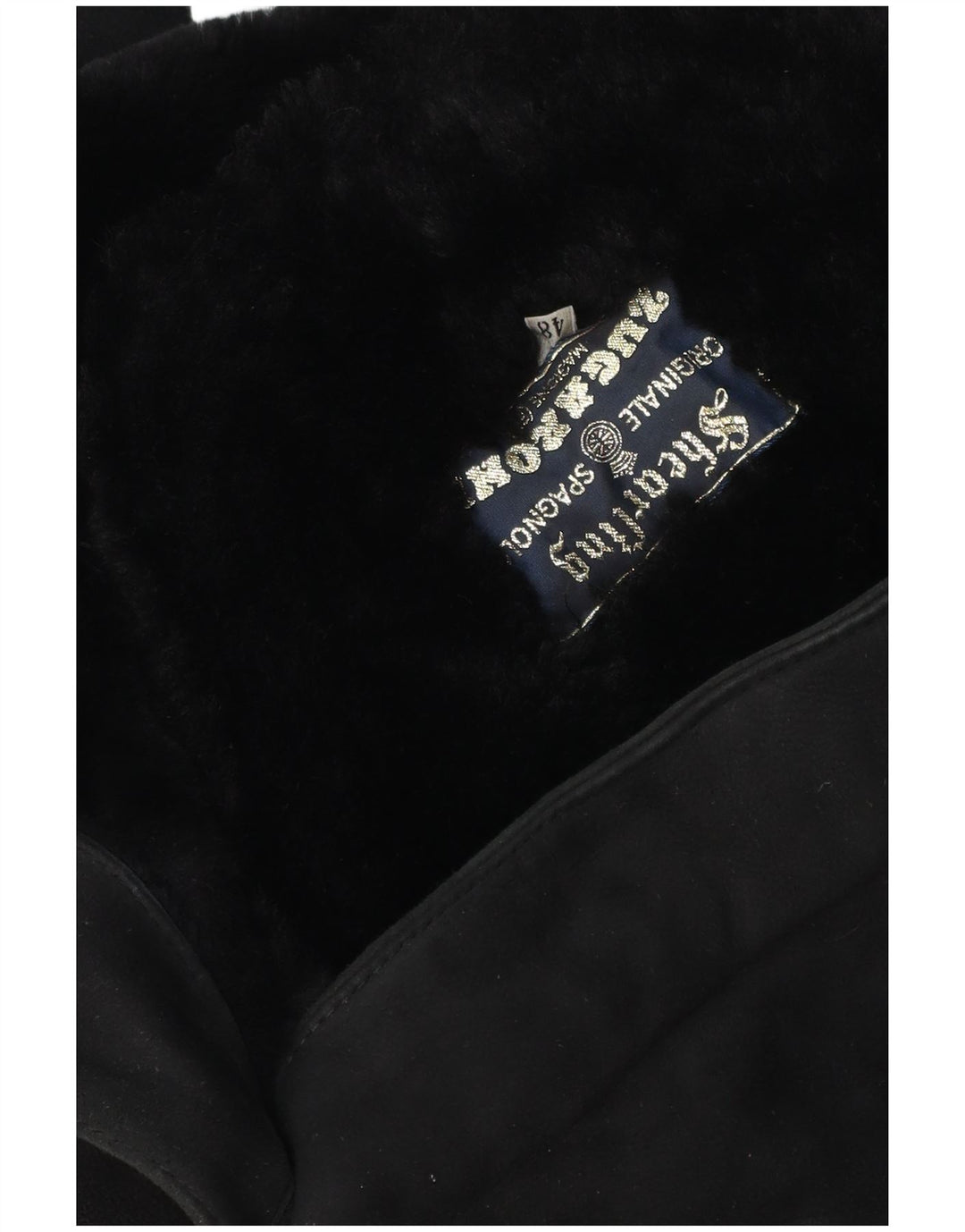 Pardesiu din shearling pentru bărbați VINTAGE IT 48 Medium Black Shearling