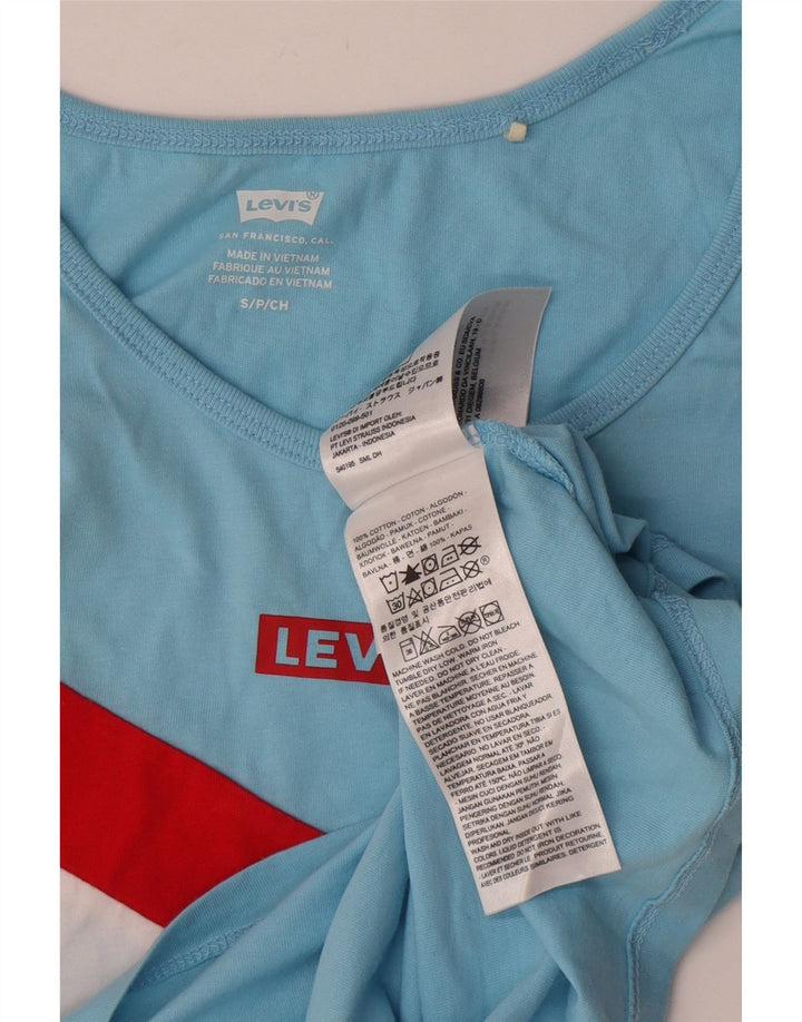 Top cu vestă crop Levi's pentru femei UK 10 mic, albastru, bumbac color bloc