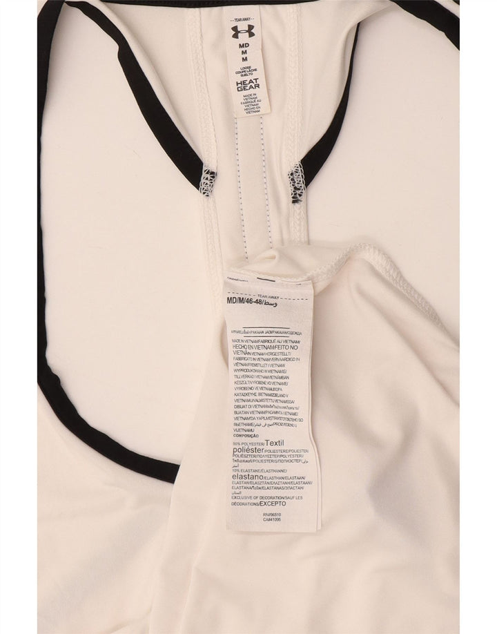 Top cu vestă grafică Under Armour pentru femei Heat Gear UK 12 Poliester alb mediu