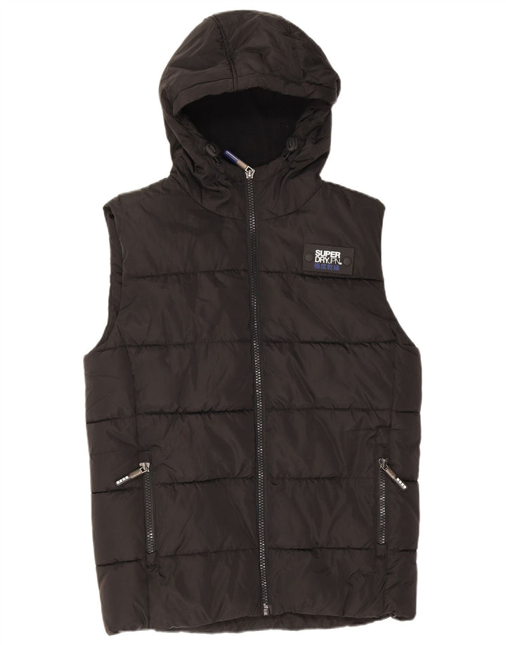 Gilet căptușit cu glugă Superdry pentru bărbați UK 36 Poliester negru mic