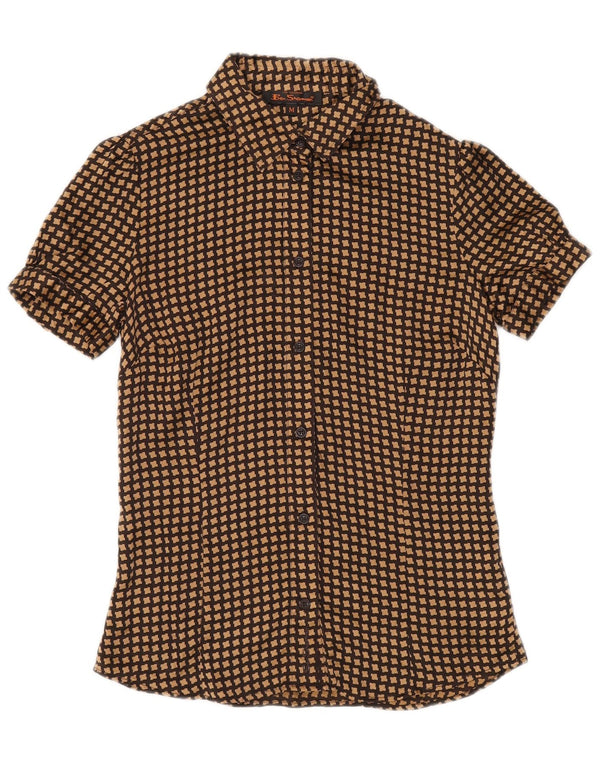 BEN SHERMAN Bluză cămașă pentru femei UK 12 Medium Brown Houndstooth